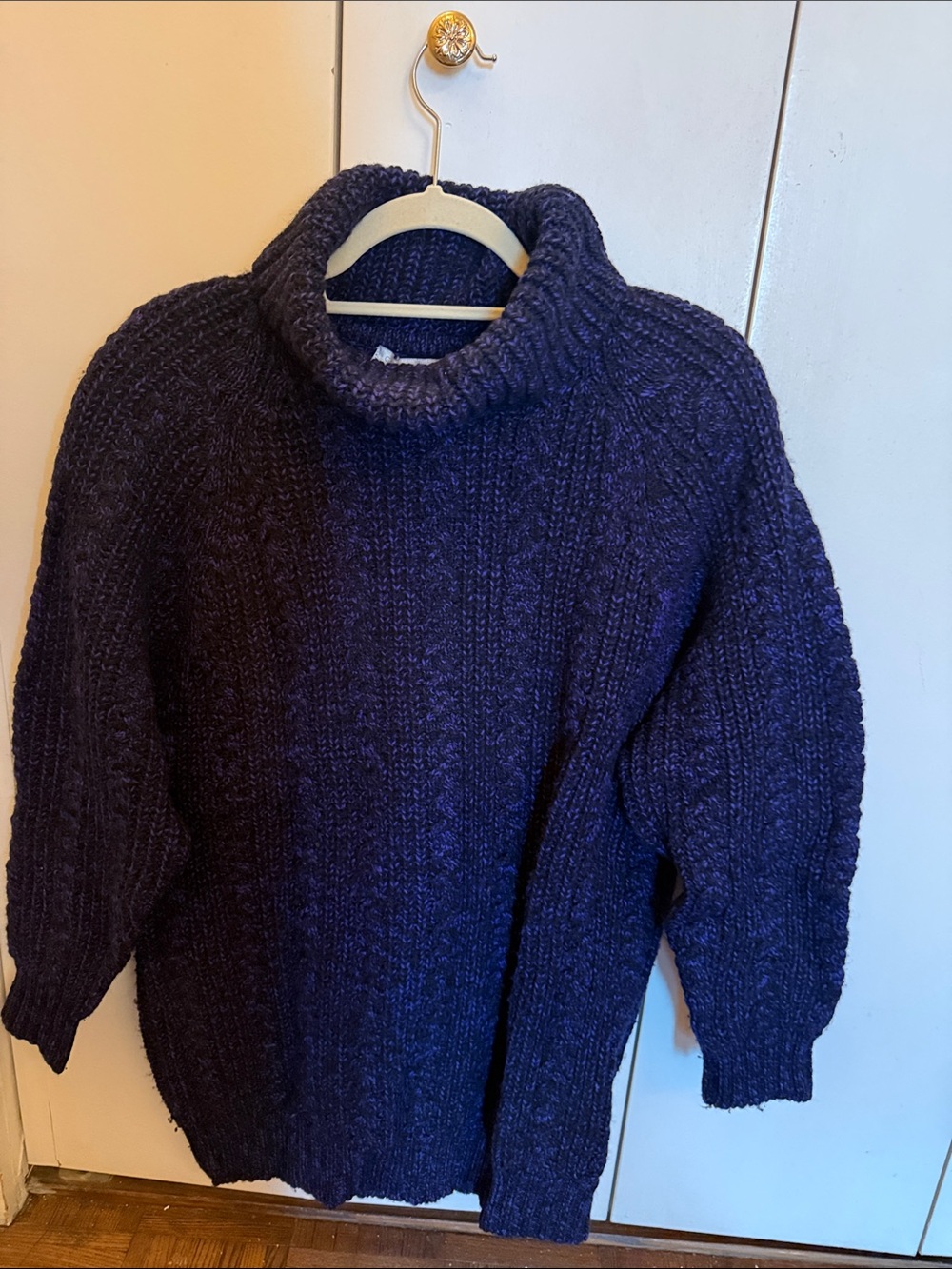 Vintage Wool Navy Cable Turtleneck Sweater